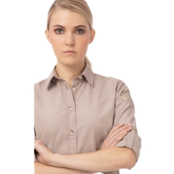 CHEF WORKS CHAMBRAY SHIRT LADIES SIZE SMALL - Picture 3 of 7